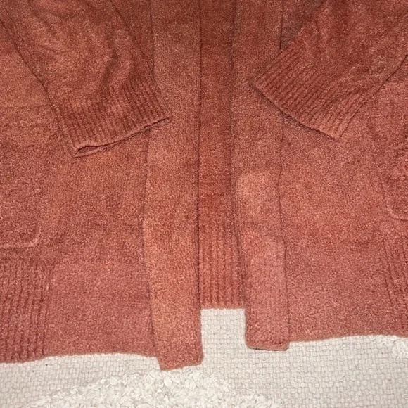 Barefoot Dreams CozyChic Lite Orange Open Front Cardigan Small - Picture 6 of 11